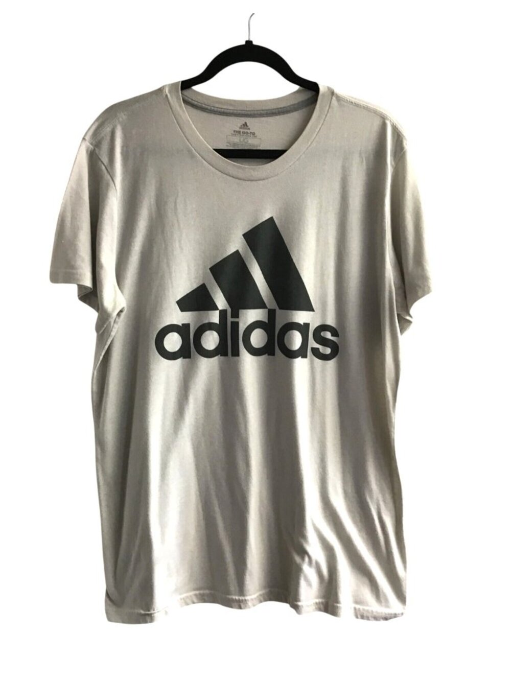 ADIDAS- MENS GREY CREW NECK SHORT SLEEVE GRAPHIC PERFORMANCE T-SHIRT SIZE LARGE